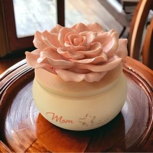 Vintage Rose Pink Compote Style Box - 3" Tall, Great Condition